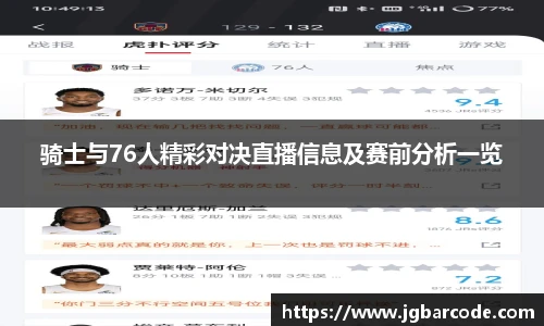 骑士与76人精彩对决直播信息及赛前分析一览